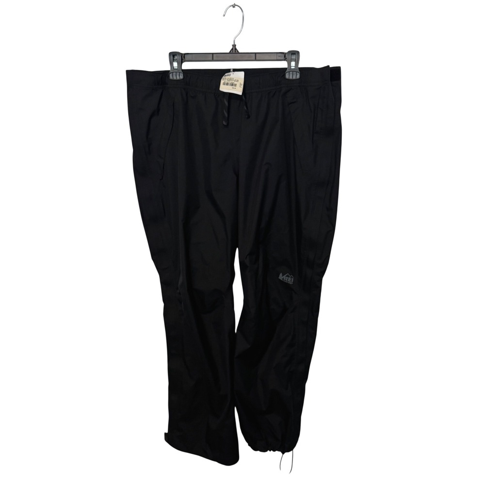 REI CO-OP Rainier Full Zip Rain Pants Women XL Petite Black Waterproof Hiking